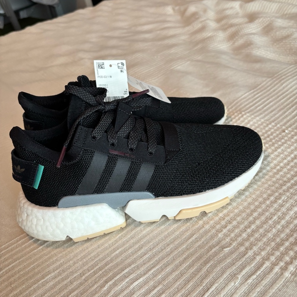 Adidas Black Sneakers with White Soles